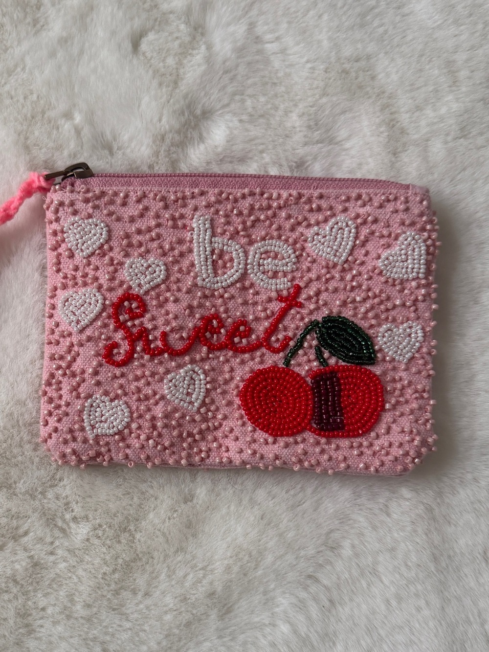 America & Beyond Be Sweet Cherry Beaded Pouch Coin Purse